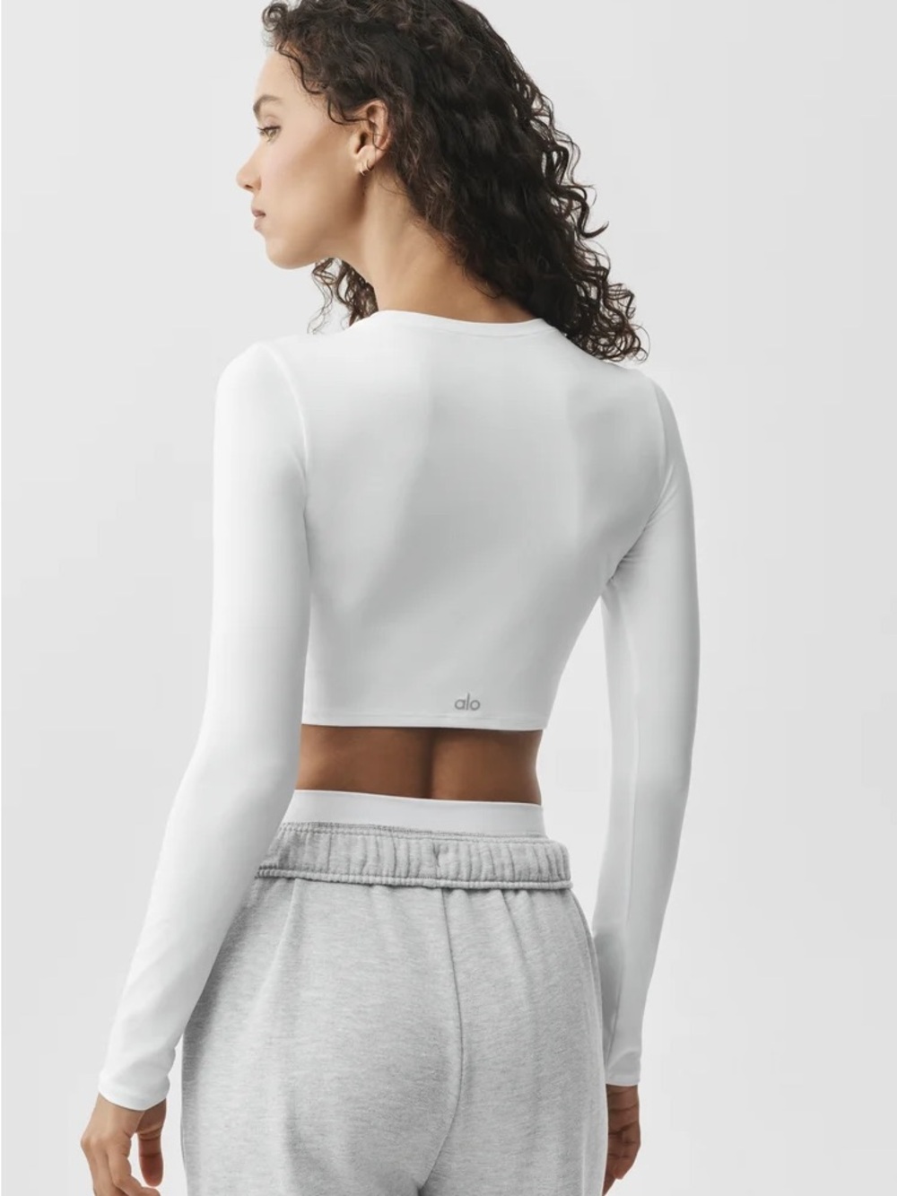 ALO Yoga White Long-Sleeve Crop Top